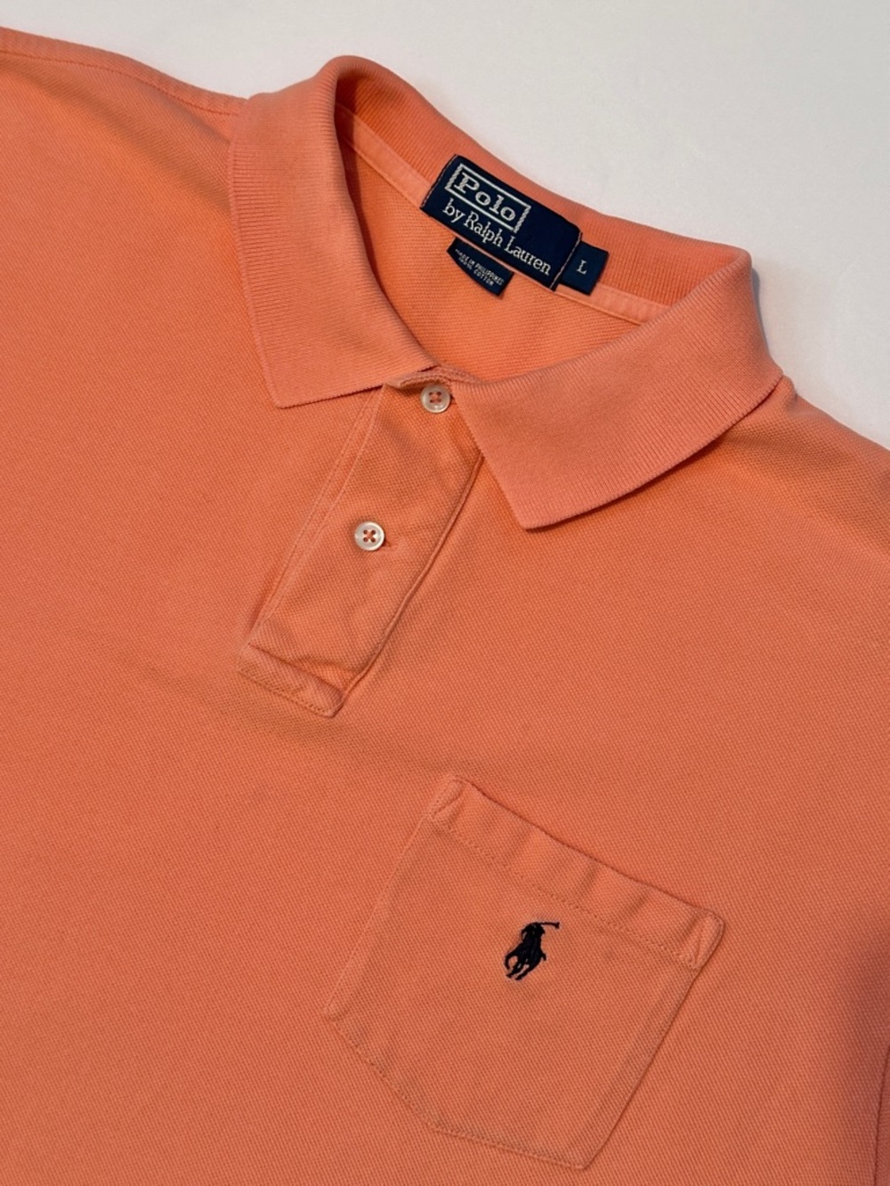 Vintage Polo Ralph Lauren Short Sleeve Polo Shirt Orange Men Large Chest Pocket - Picture 7 of 11